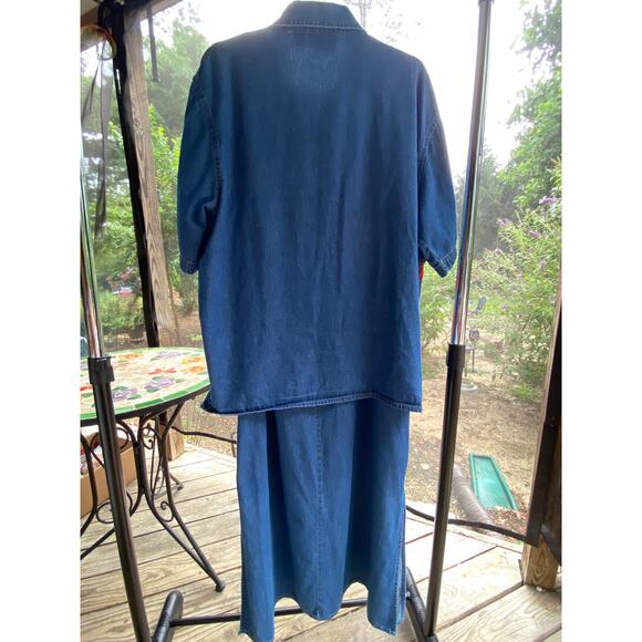 Women's 2 Piece Midi Dress & Over Shirt 2X floral & red fabric trim on both VGUC - Picture 4 of 16